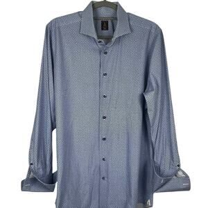 Robert Talbott Shirt Estate Bespoke Mens Button Up Blue White  Pattern Size XL